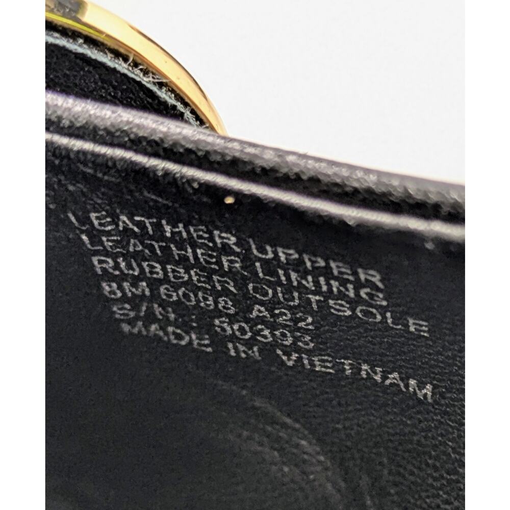 Tory Burch Minnie Travel Flats 8 Black Leather Gold Logo Ballet Designer GUC - Picture 3 of 14
